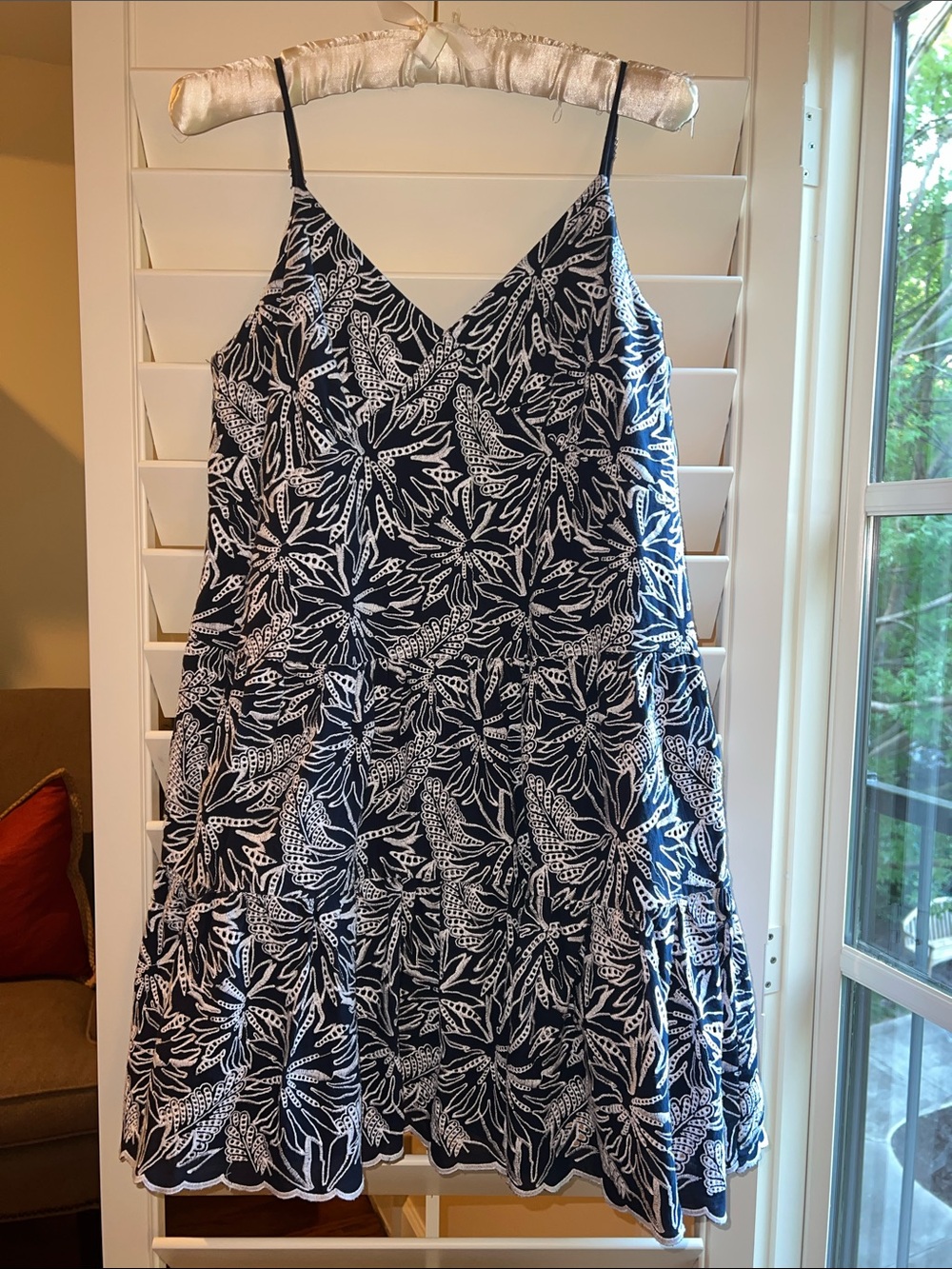 Michael Kors Navy and White Floral Tiered Sundress